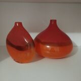 Pair or 2 glass paste vases from the 80s vintage.