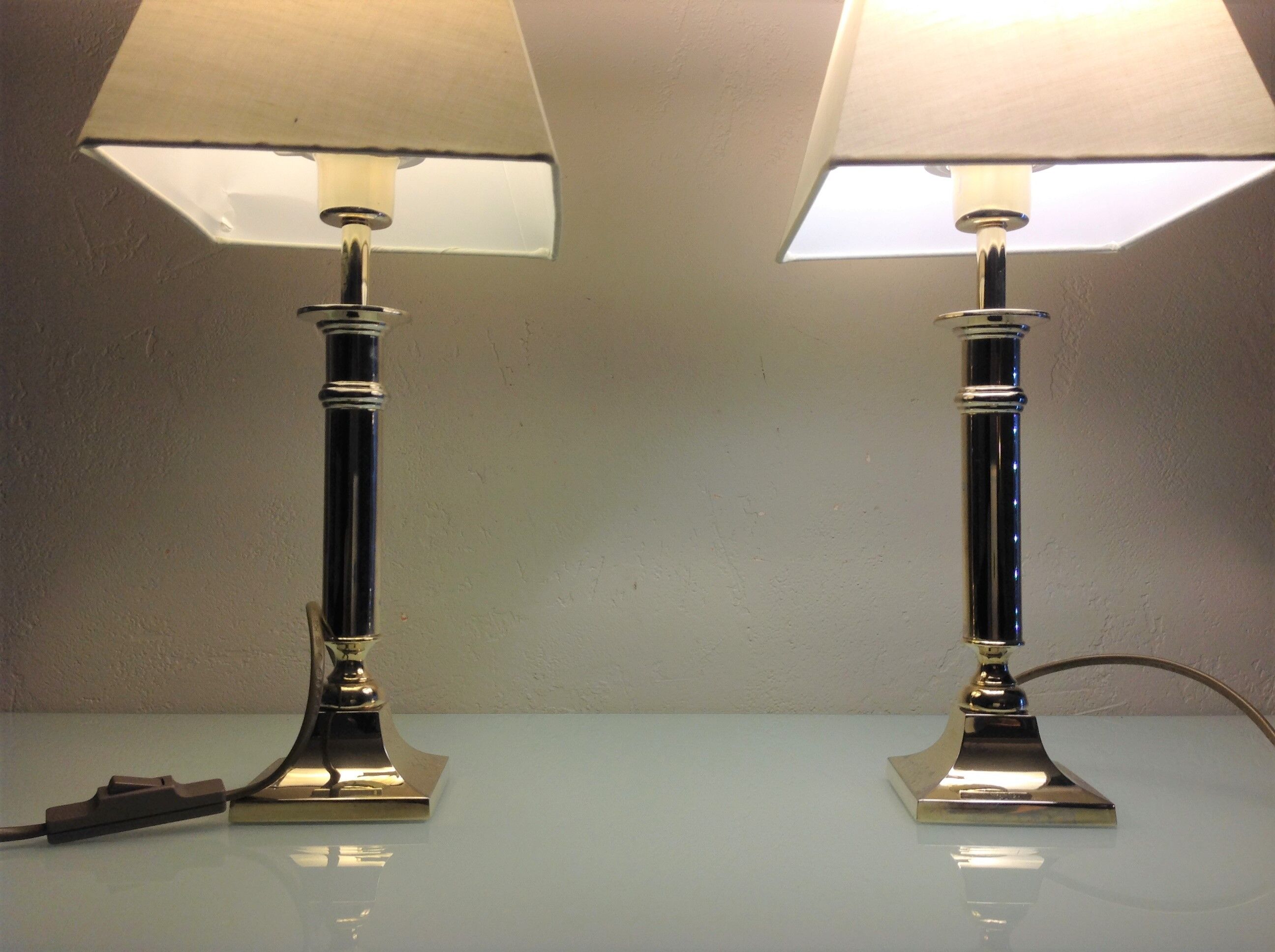 Pair of brass lamps art deco style 60s-70s