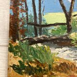 Oil on panel Landscape at the watercourse