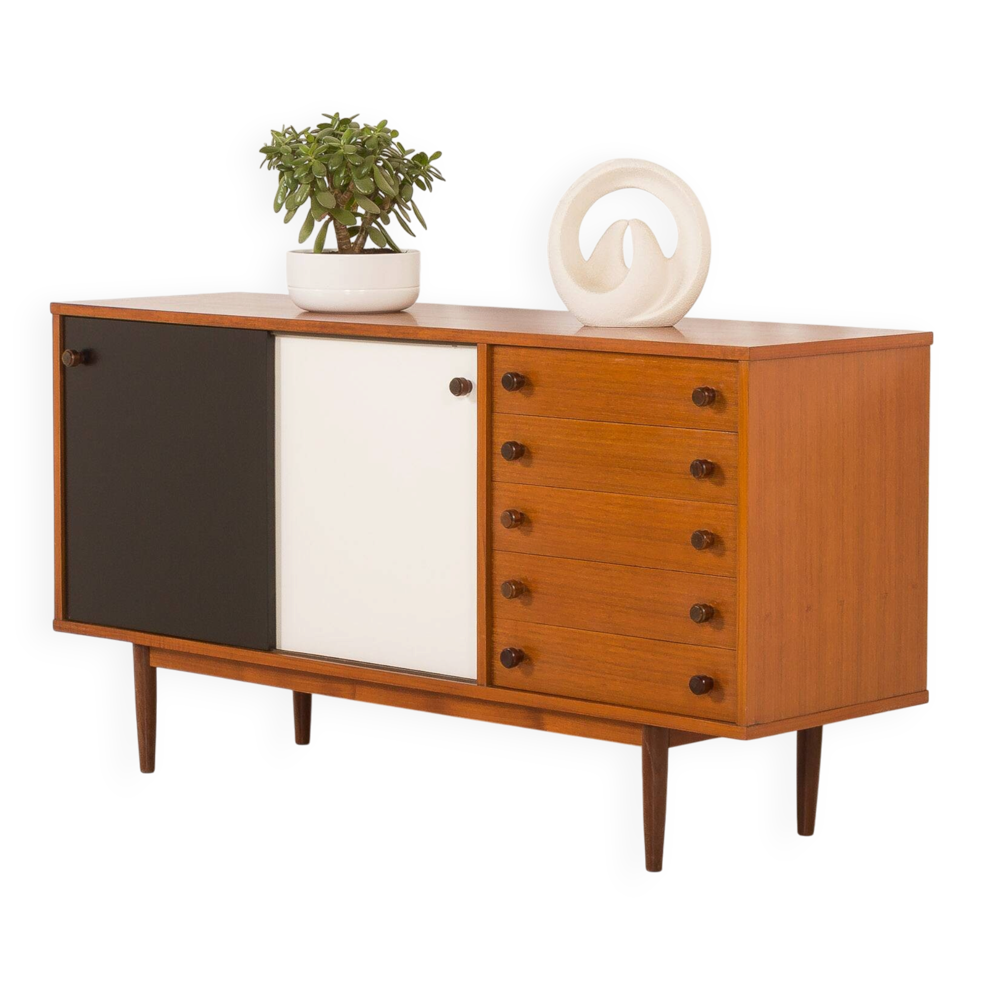 Vintage teak sideboard in the style of Charlotte Perriand, 1970s