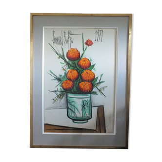 Bernard Buffet (1928-1999) les Zinnias 1971 - lithograph Charles Sorlier Grav.