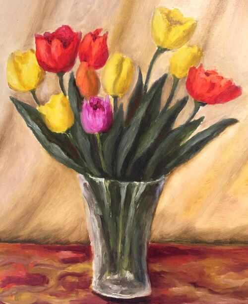 Canvas bouquet of tulips R.Jeunot