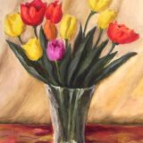 Canvas bouquet of tulips R.Jeunot