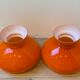 Duo d'abat jour en verre opalin orange vintage