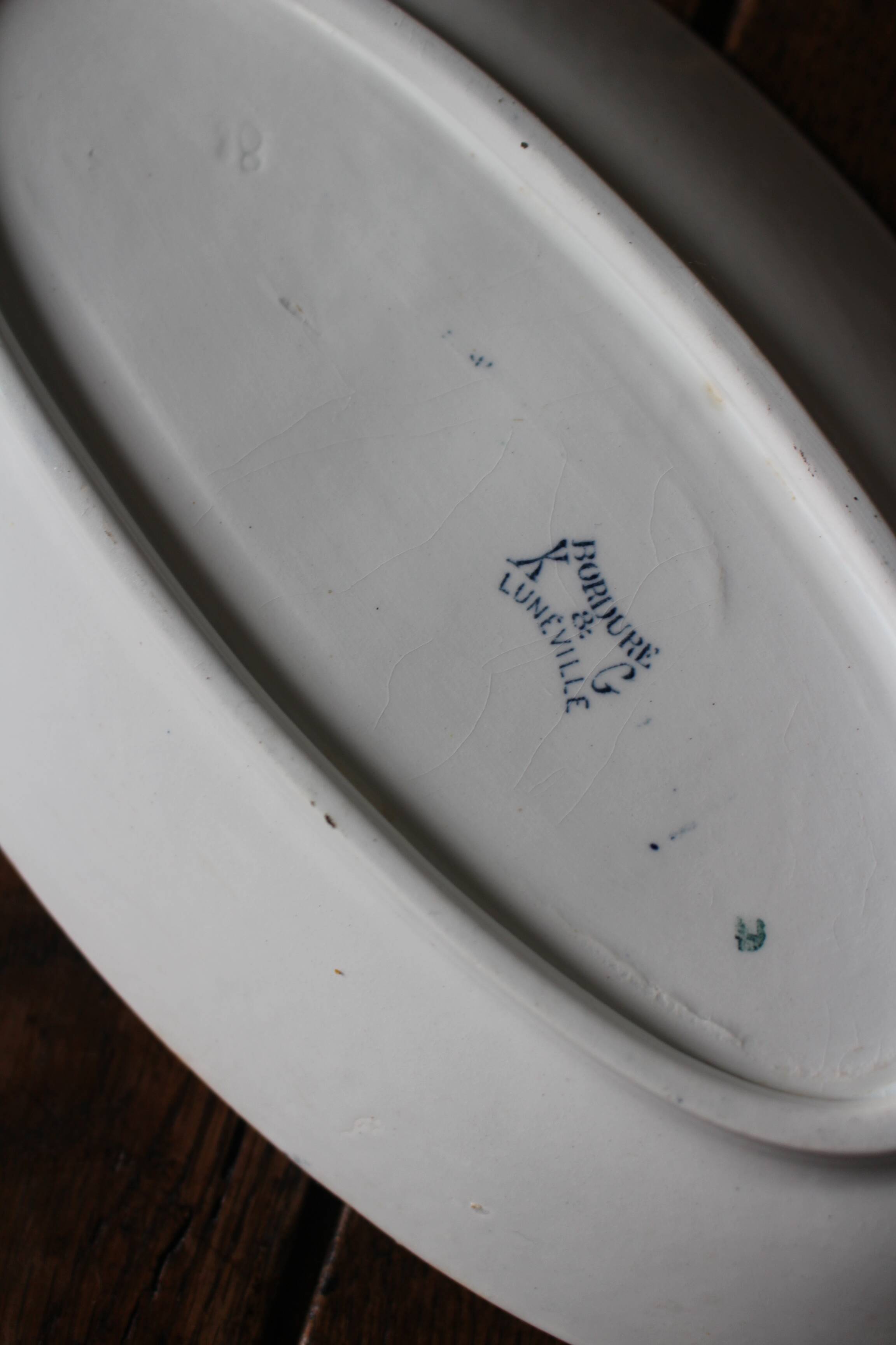 Ravier small oval dish Blue Bordure Lunéville