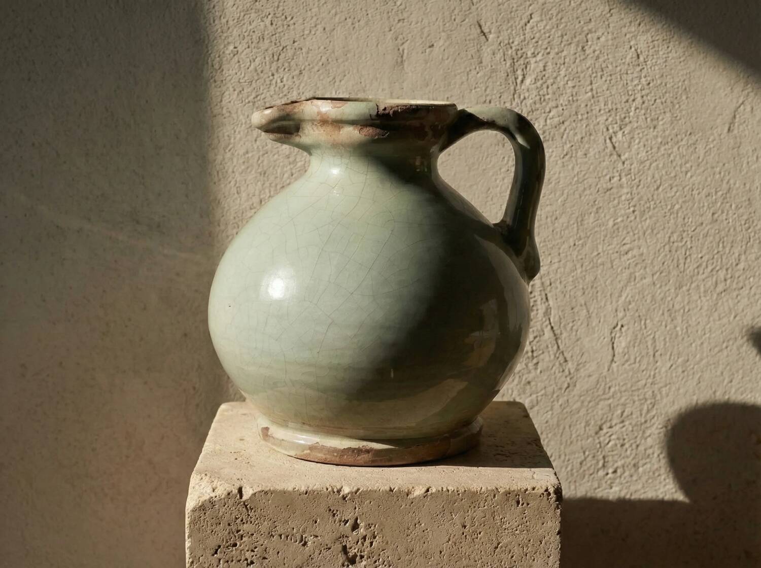 Large Antique Pottery Seljuk Style - Cracked Celadon Glaze - Art