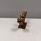 Candlestick/Advent candle holder, made of wood with 4 copper candle holders