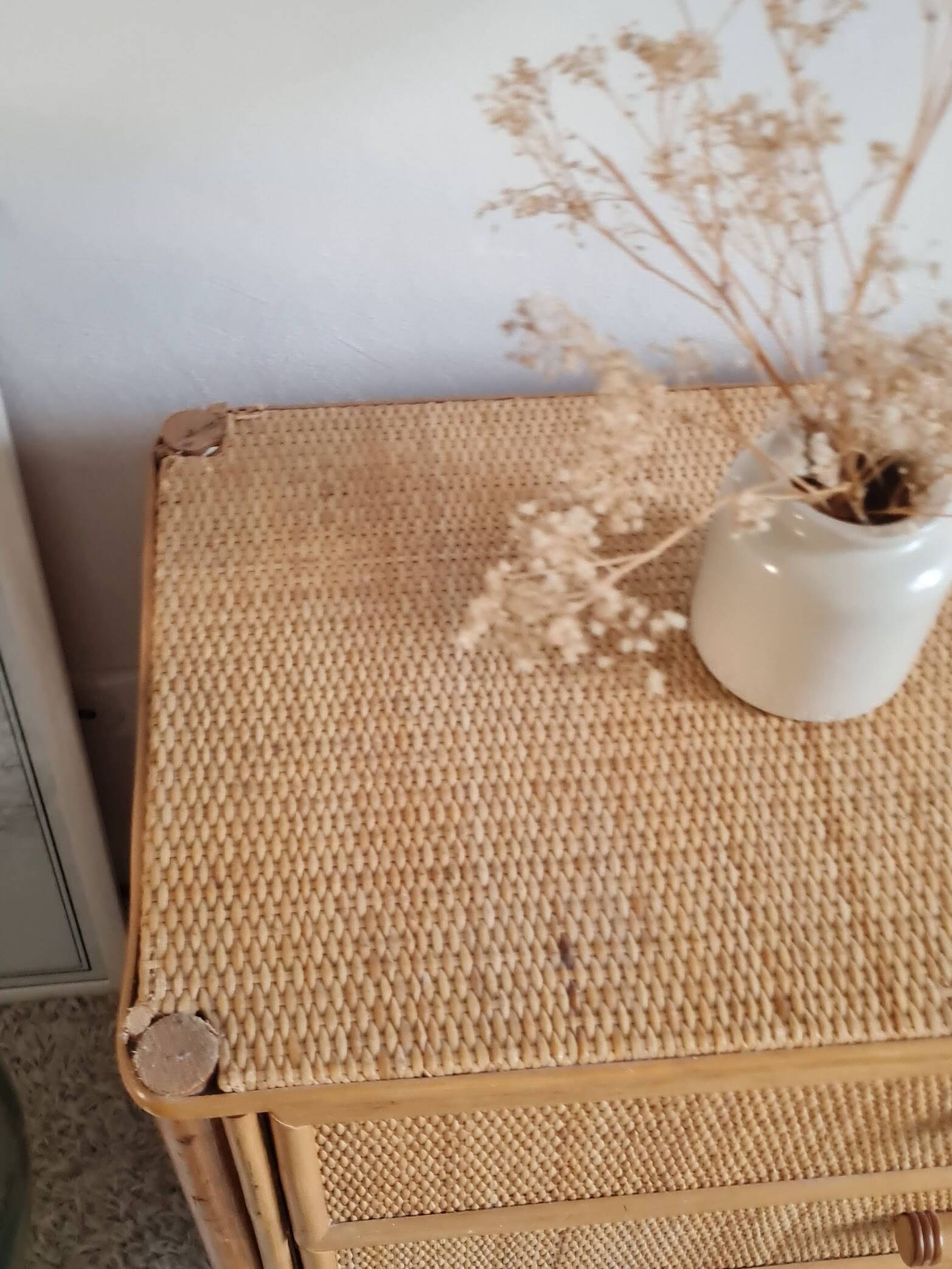 Vintage rattan chest of drawers circa 1970s