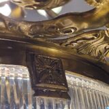 Ceiling light, gilded bronze and cut and frosted crystal, Art Nouveau, 1930s – France