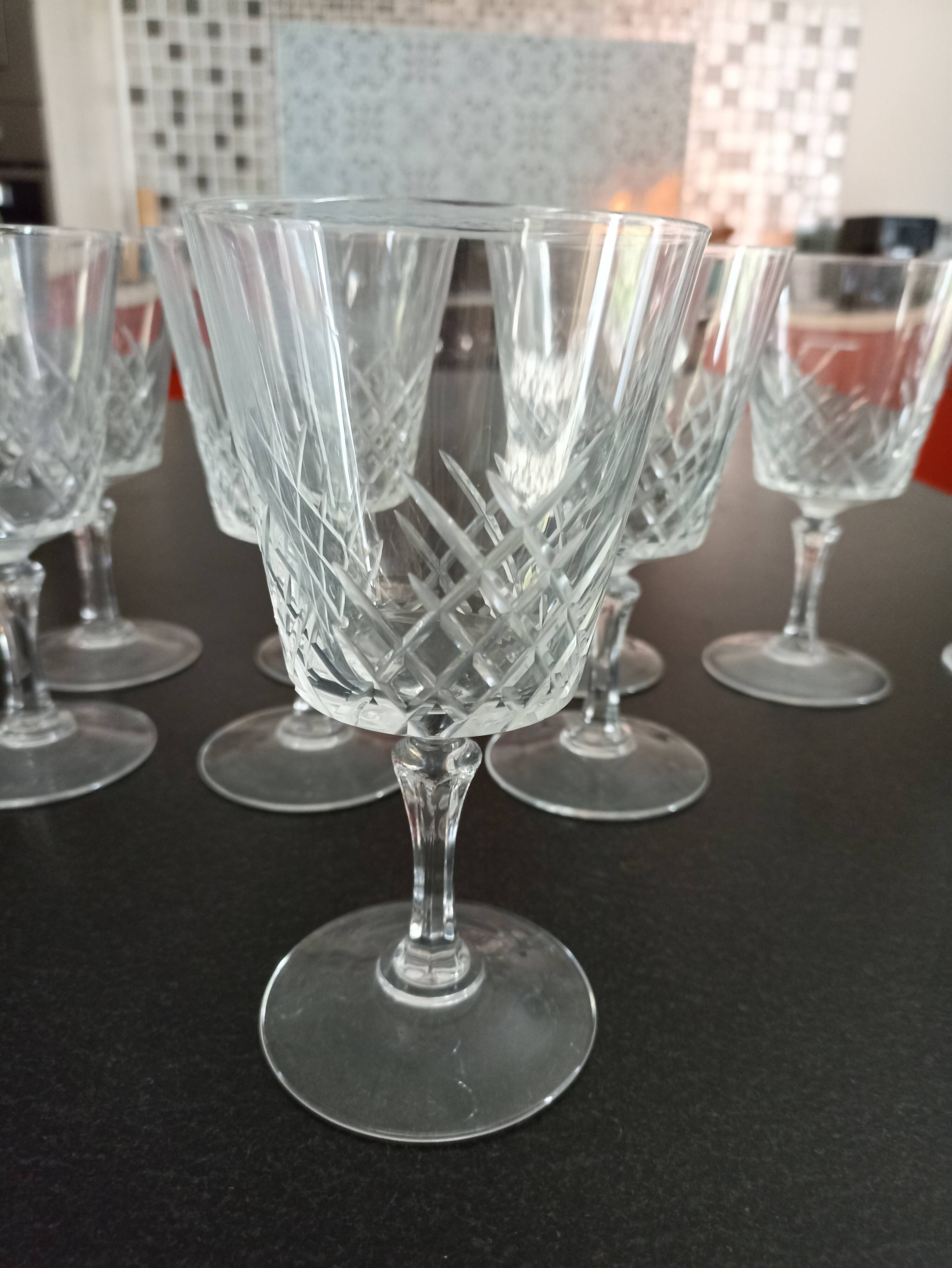Lot de 10 verres à eau en cristal