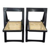 Paire de chaises cannées pliantes