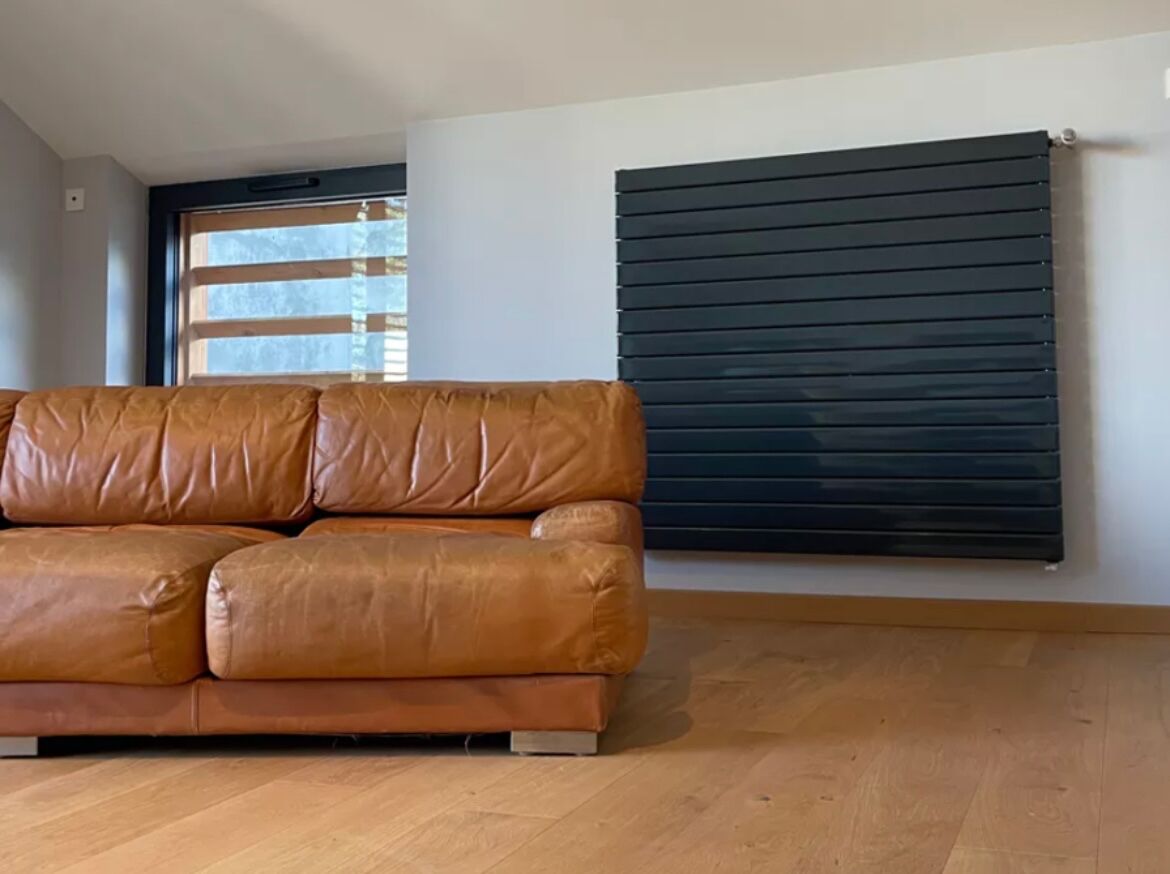 Vintage 3-seater sofa Gérard Guermonprez fawn and stainless steel leather, France 1970