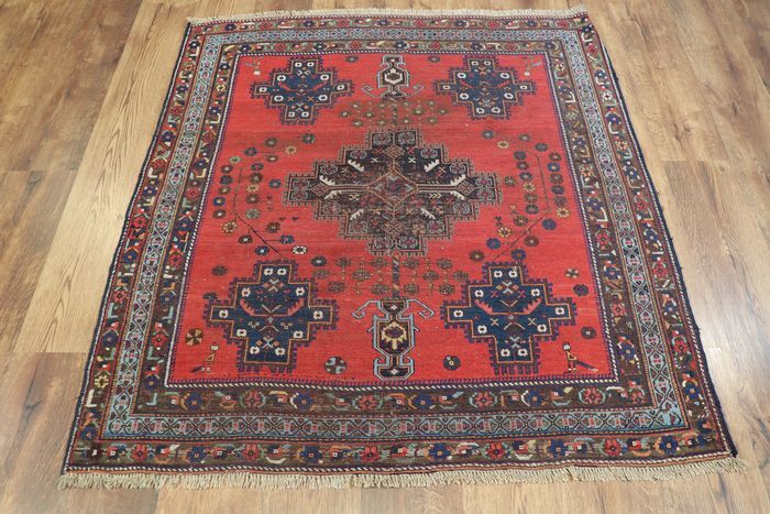 Hand-knotted afchari carpet Iran 132x143cm