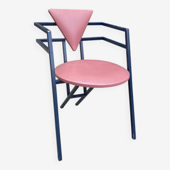 1 X Druillet 1980s Postmodern Dining Chair Be Jean Allemand Pink Blue