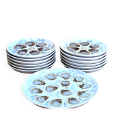 Hand-painted Saint Amand faience oyster service