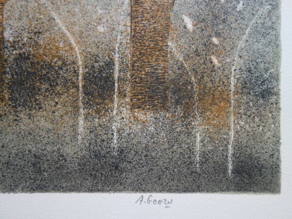André Goezu : L'aube, fin d'un rêve, lithographie originale signée