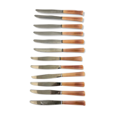 Set of 12 vintage horn knives 70s