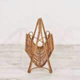 Beautiful 1960s rattan and bamboo magazine rack