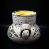 Fat Lava / polychrome sea foam pot with two handles by Marius Bessone, 1960s