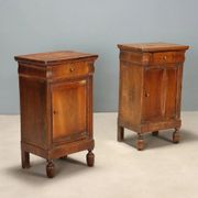 Antique Louis-Philippe bedside tables in walnut and fir, Italy, 19th century.