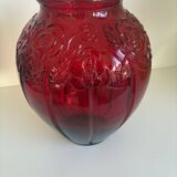 Large volute vase in pressed glass Art Deco