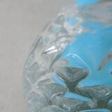 Vase soliflore en verre et opaline bleue