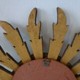 Mirror sun in gilded wood carved 60s, 28 cm