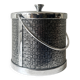 Large modernist chrome metal ice bucket with textured decoration, 1970s design.