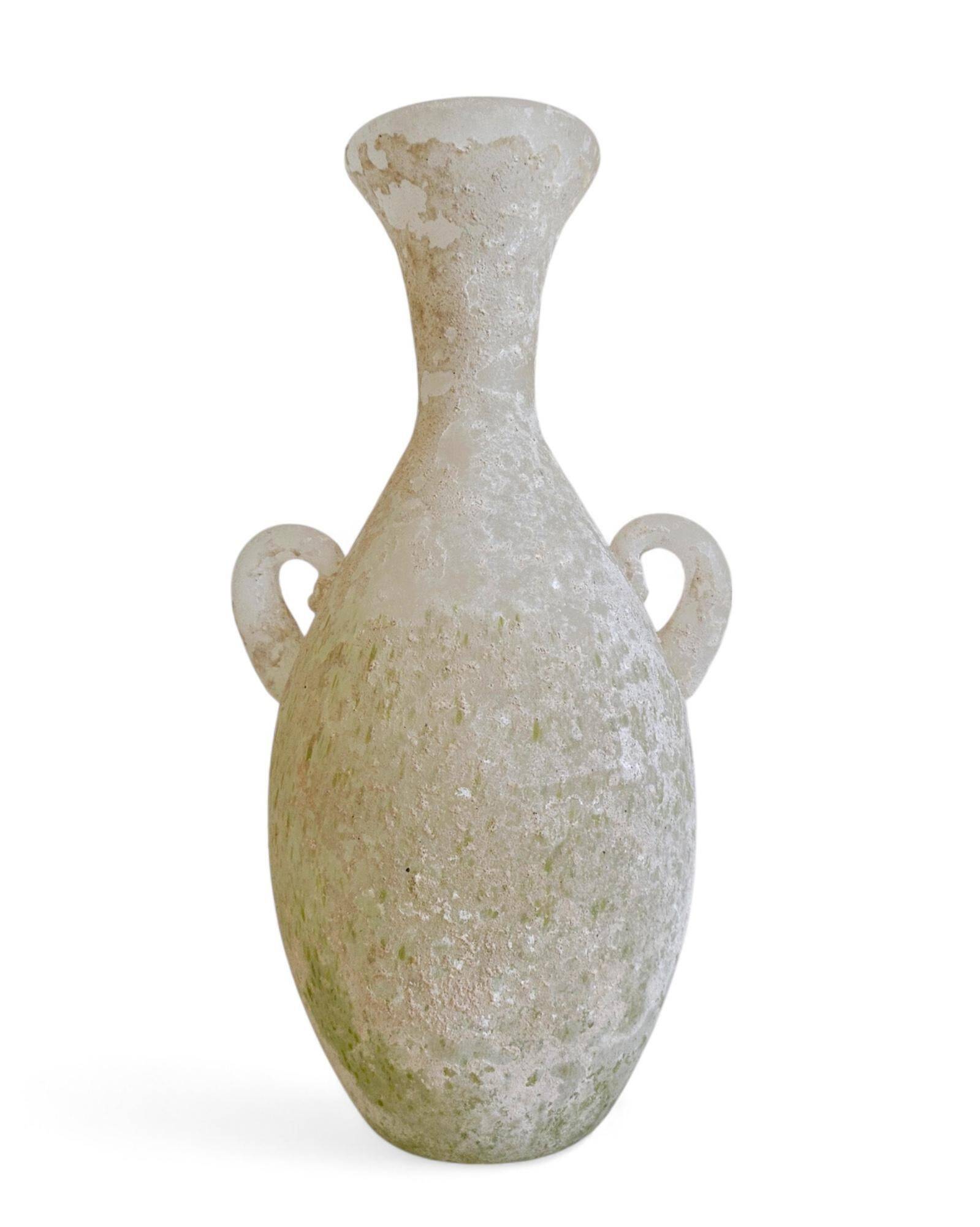 1960s Murano Glass Amphora Vase by La Murrina with Scavo Decoration