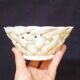 Set of Woven White Mediterranean Ceramics Basket + Bowl