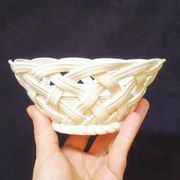Lot de céramique tressée blanche méditerranéenne panier + coupelle