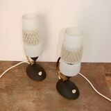 Mid-Century 60s lamp set – brass, glass, vintage design