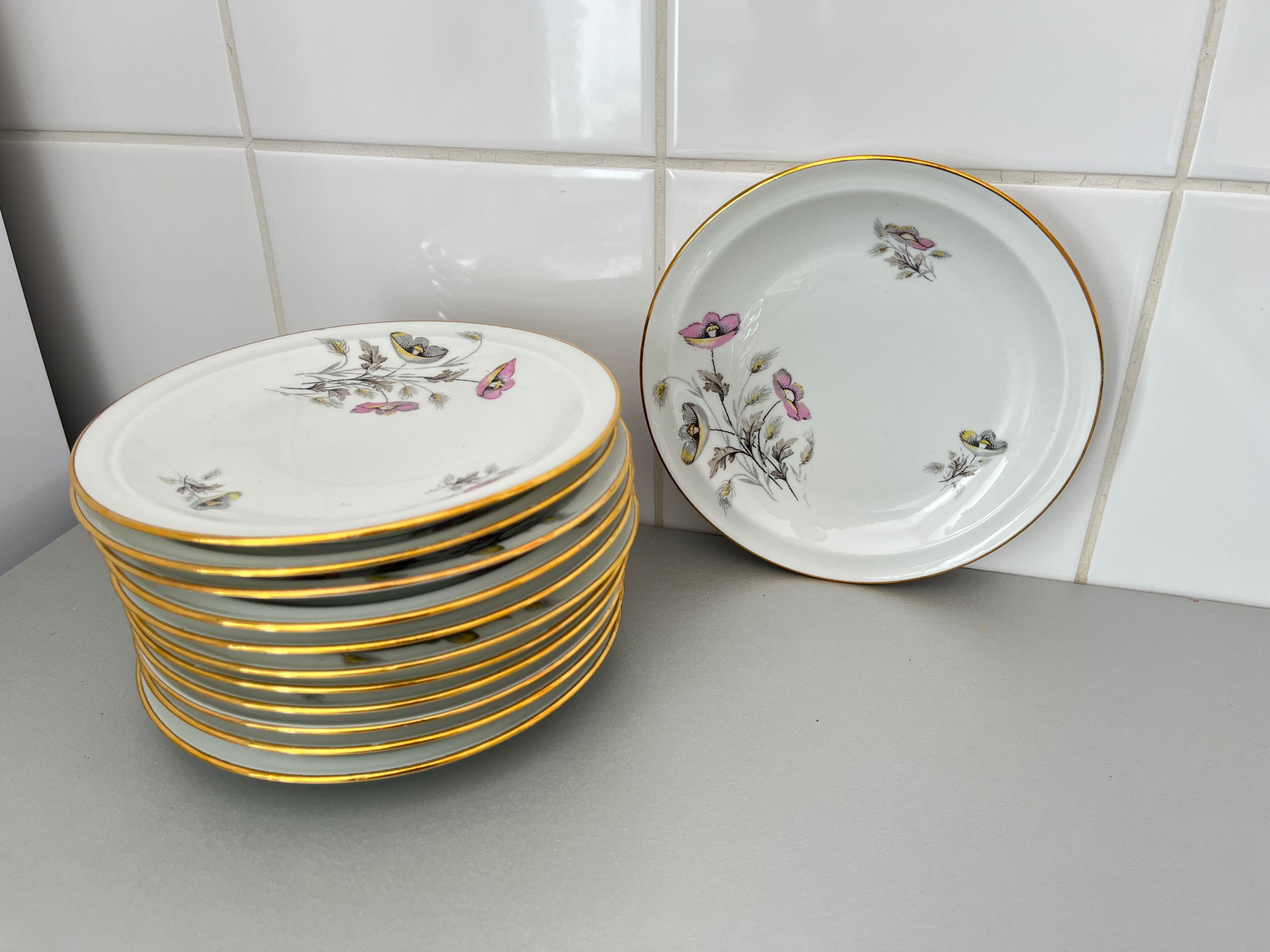 Dessert plates porcelain floral decoration