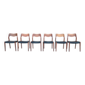 Set of 6 chairs model 71 by Niels O. Moller, vintage Scandinavian furniture.