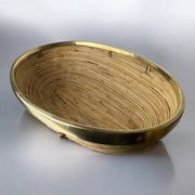 Centre de table en rotin et laiton, Italie, vers 1970