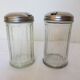 vintage glass and stainless steel sugar bowl
