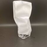 White tinted glass vase with crumpled effect
