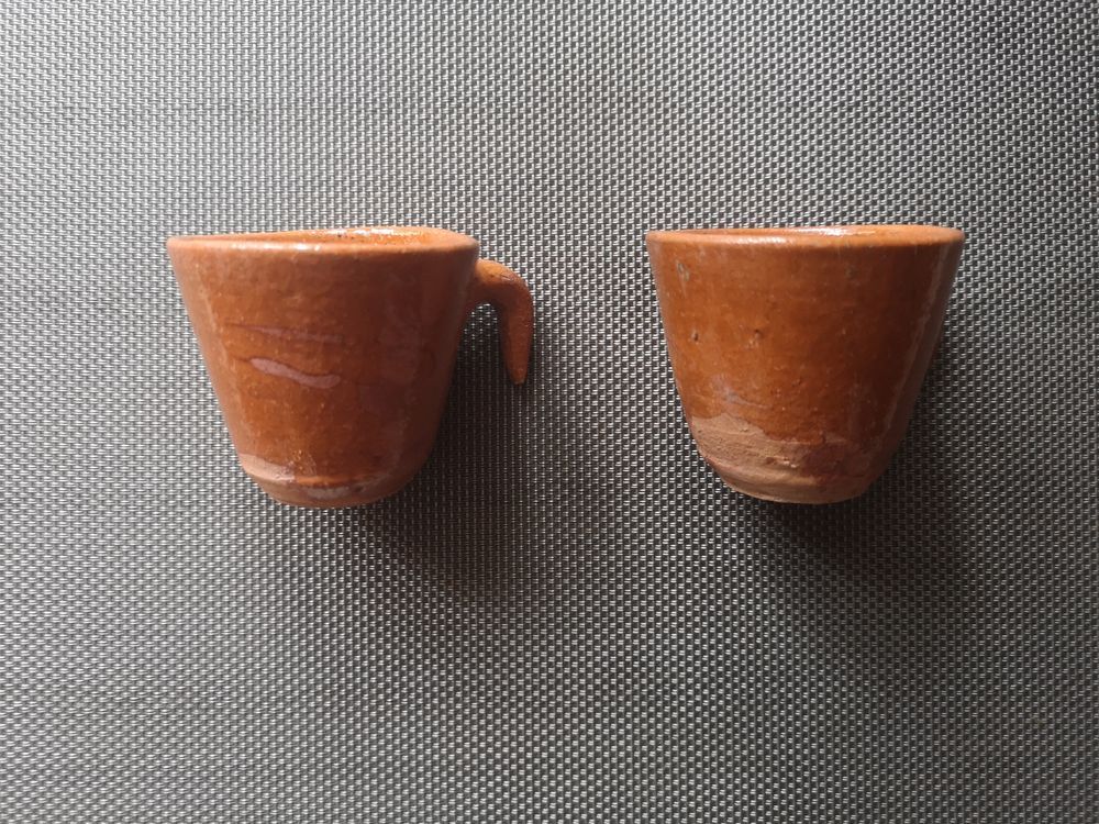 Duo of glazed potter's cups