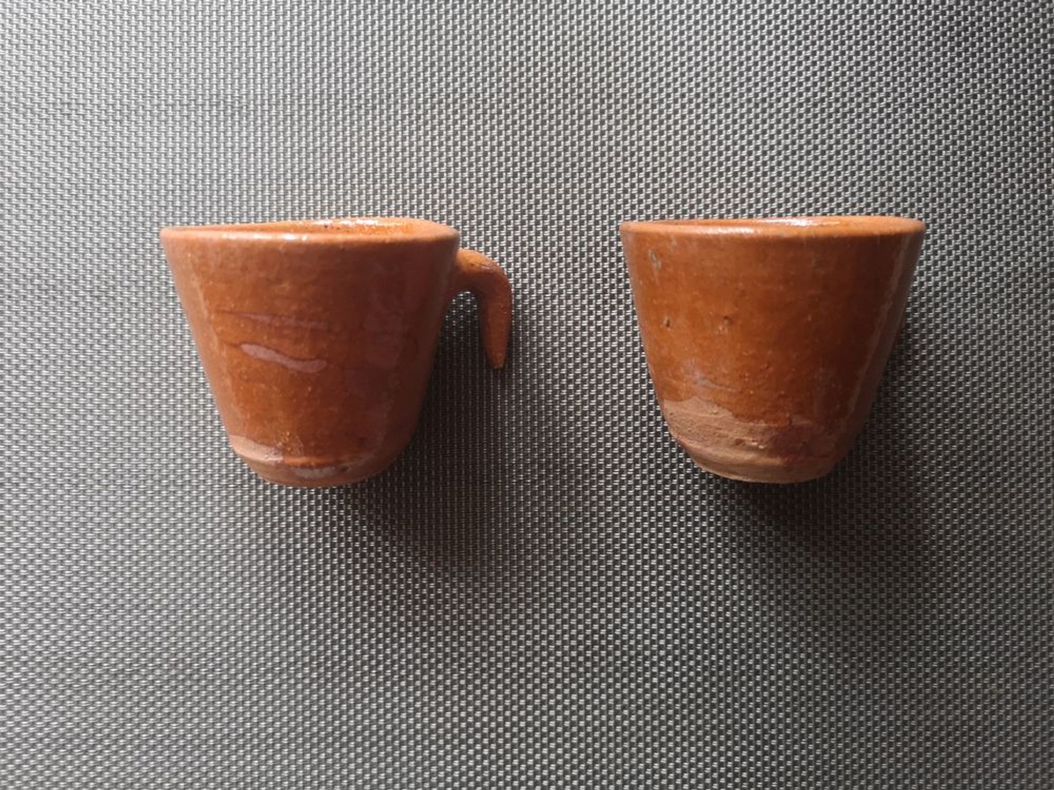 Duo of glazed potter's cups