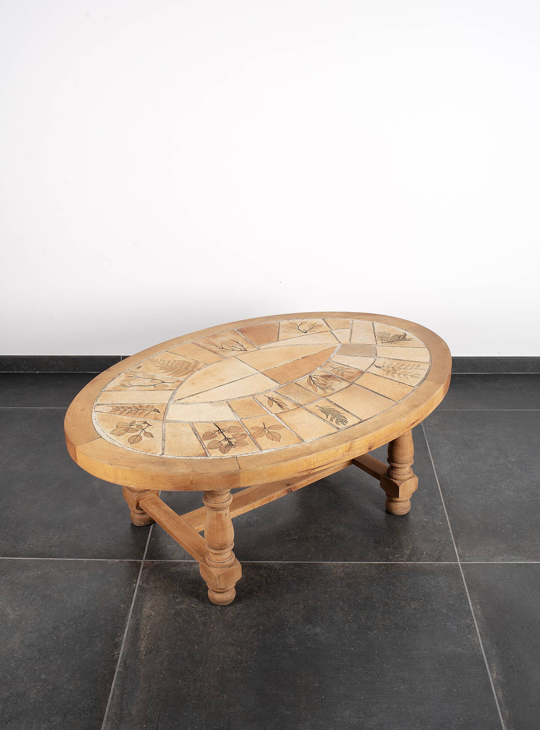 Vallauris wooden and ceramic coffee table