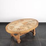 Vallauris wooden and ceramic coffee table