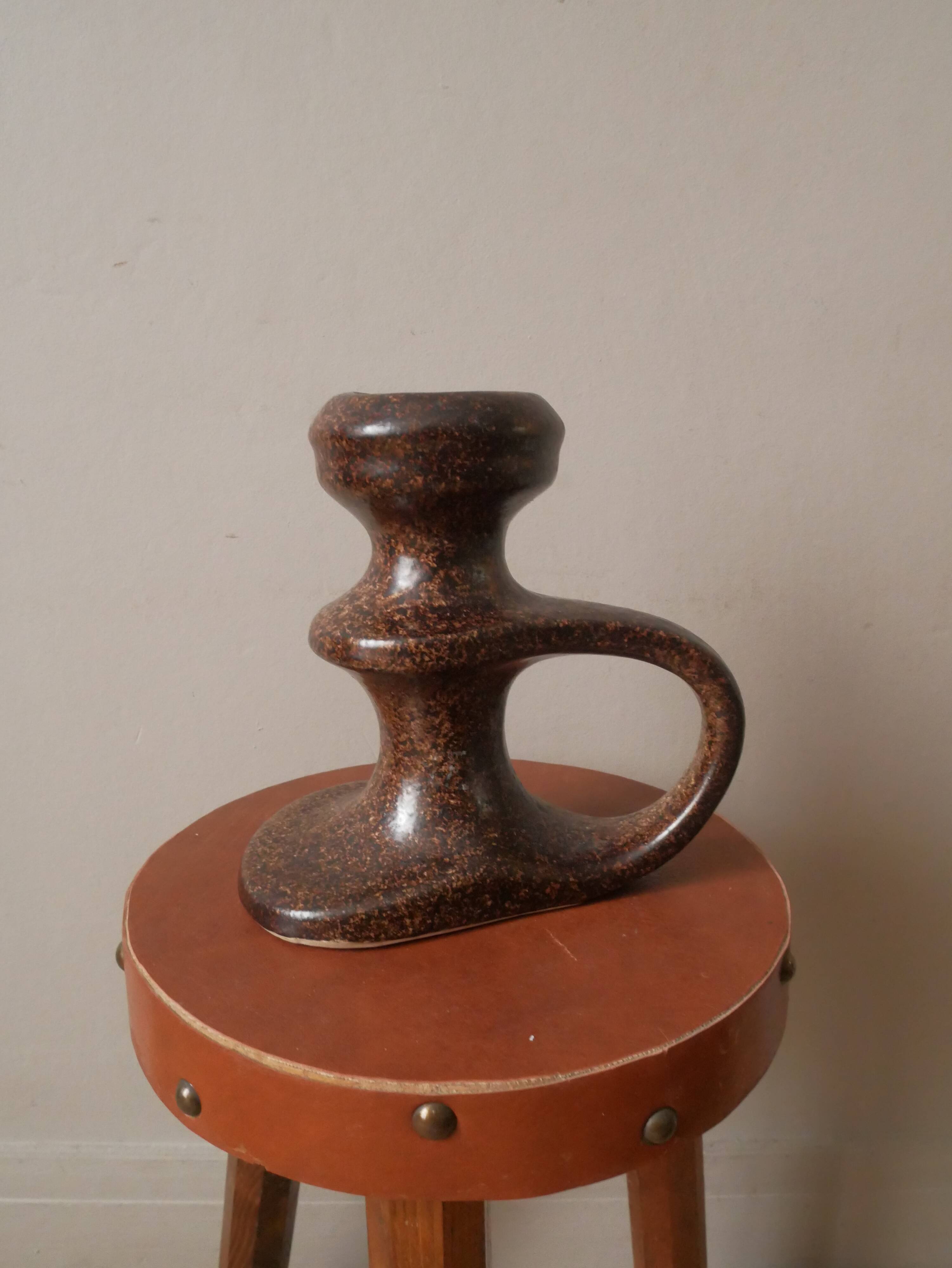 Vintage ceramic hand candle holder handmade pottery Scandinavian country spirit japandi