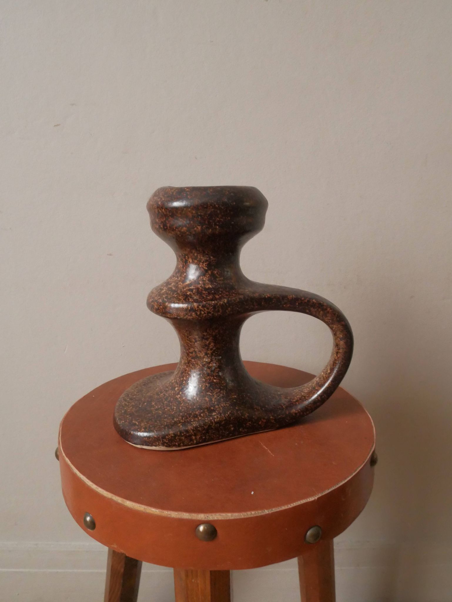 Vintage ceramic hand candle holder handmade pottery Scandinavian country spirit japandi