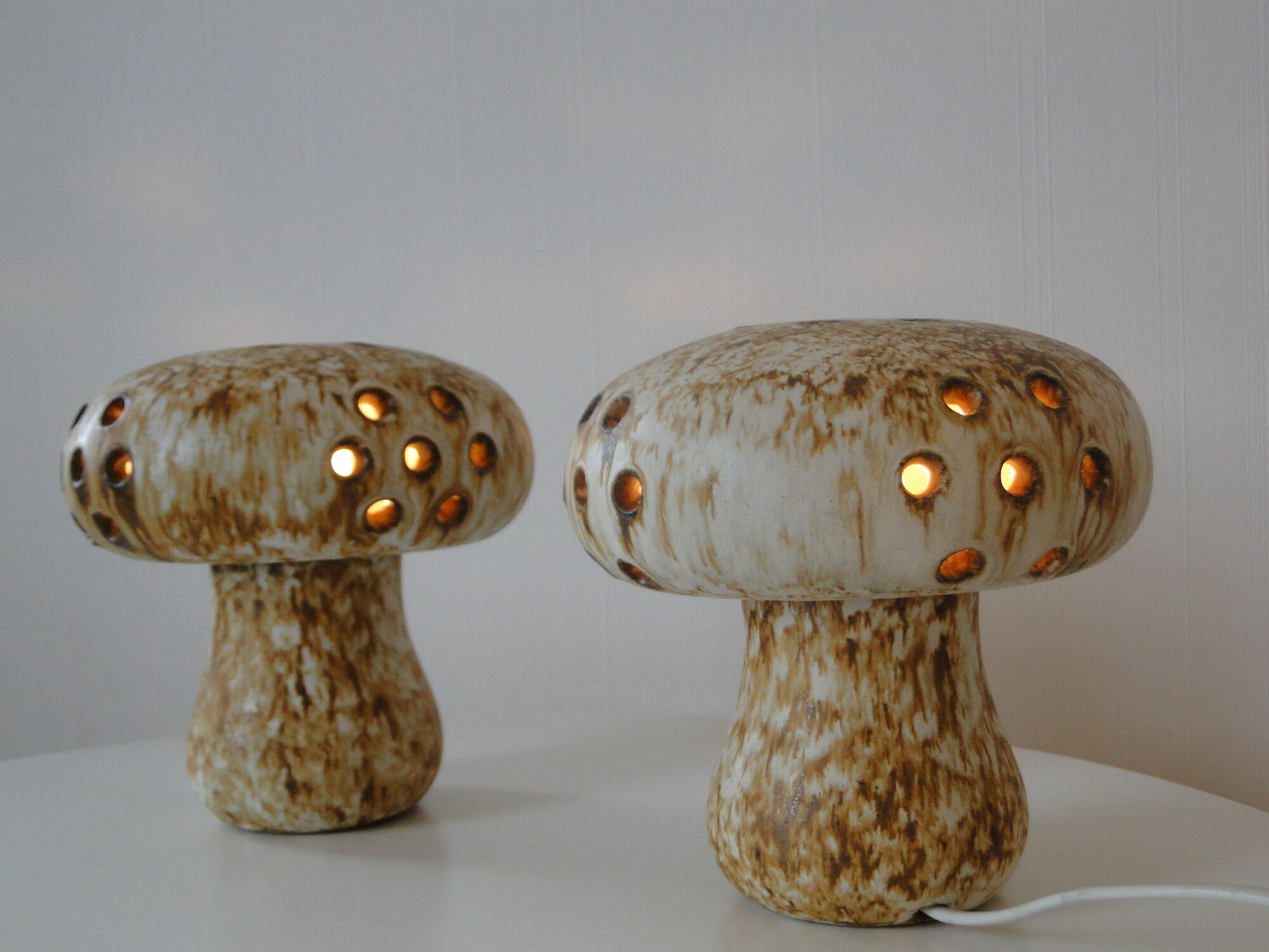 Pair of vintage mushroom lamps by Bruno Karlsson for EGO Sweden 1970s