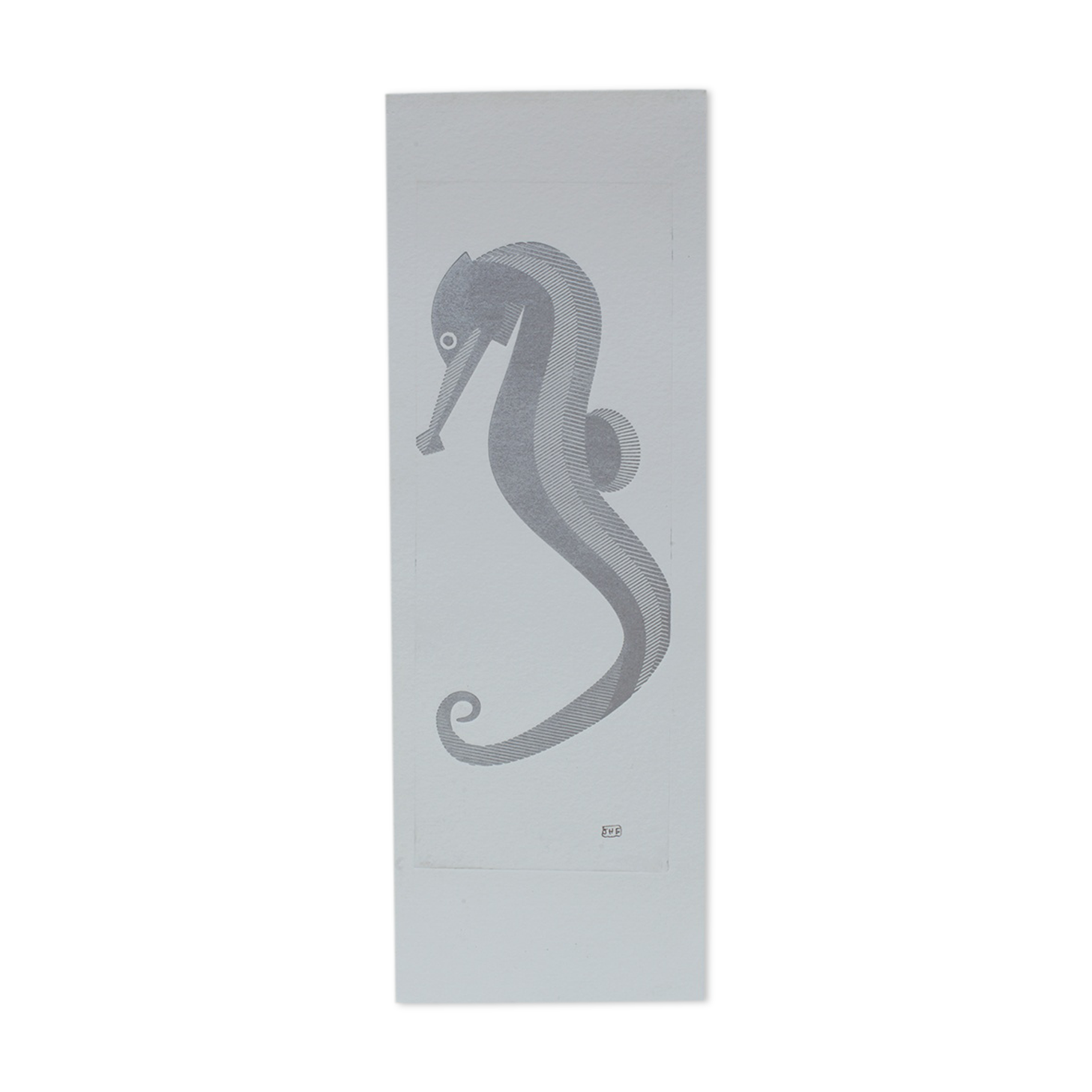 Press engraving silver seahorse