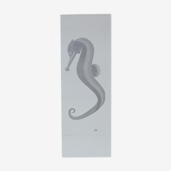 Press engraving silver seahorse
