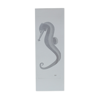 Press engraving silver seahorse