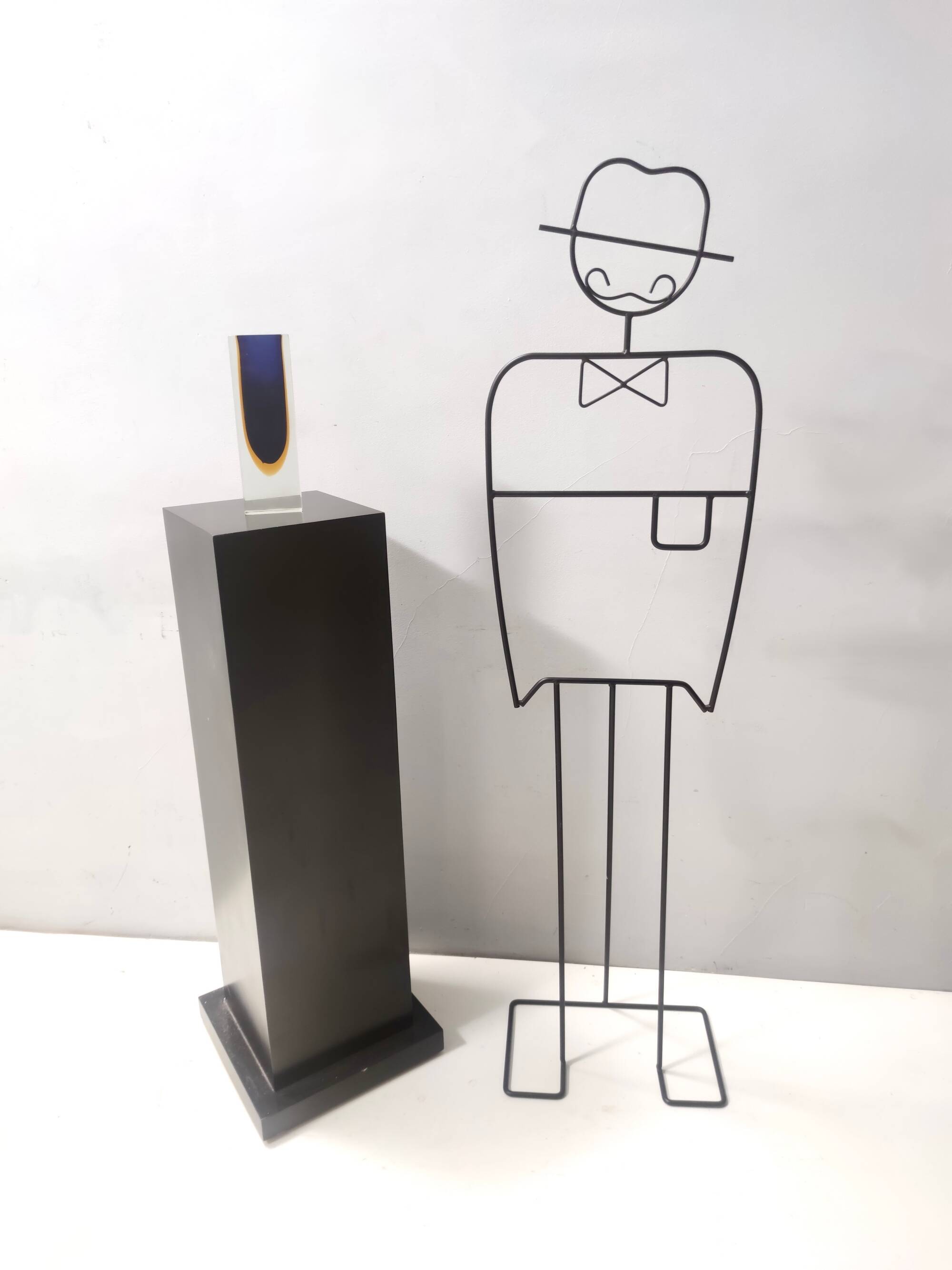 Blue and Yellow Sommerso Murano Glass Vase attr. to Flavio Poli, Italy