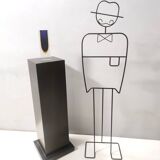 Vase Sommerso en verre de Murano bleu et jaune, attribué à Flavio Poli, Italie