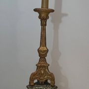 Large Gilded Carved Wooden Candelabrum on Patinated Base, French Work, v